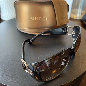 Gucci Black Sunglasses with Silver Accents